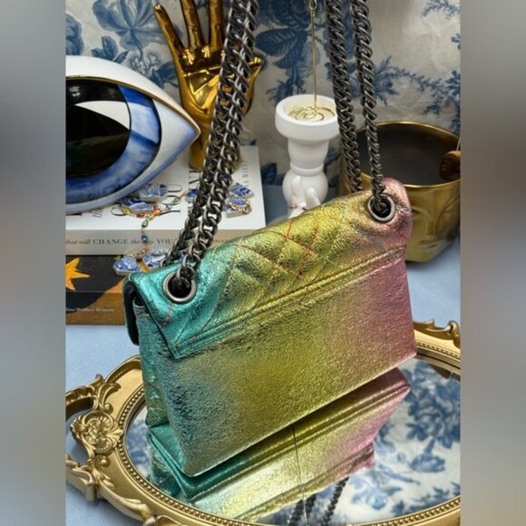 🆕 KURT GEIGER LONDON 🧿 NWOT Mini Brixton Lock Leather Shoulder Bag, Rainbow - Picture 4 of 15